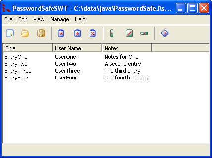 PasswordSafeSWT 0.1 running on Windows