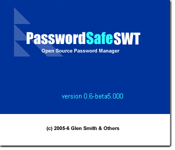 PasswordSafeSWT spash screen in action